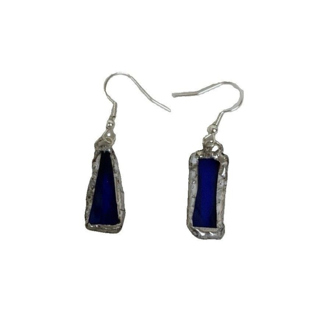 Broken Champagne Glass Earrings Silver Plated